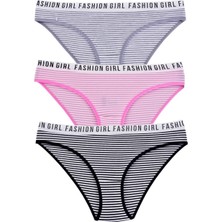 Tutku Çizgili Fashion Girl Kadın Slip Külot 3'lü Paket