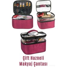 Ankaflex Makyaj Çantası Çift Bölmeli Makyaj Çantası Şeffaf Makyaj Çantası Şeffaf Bölmeli Makyaj Çantası Makyaj Çantası