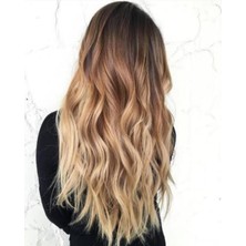 Akolife Kahve Sarı Ombre Yarım Ay Çıt Çıt Postiş - Fön Maşa Uygulanabilir 1.kalite Saç