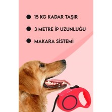 MUJGAN Makaralı Otomatik Köpek Tasması 3 Metre Kırmızı