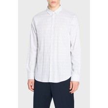 Armani Exchange % 100 Pamuk Regular Fit Logo Desenli Erkek Gömlek 6RZC45 Znzrz 21CL