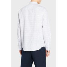 Armani Exchange % 100 Pamuk Regular Fit Logo Desenli Erkek Gömlek 6RZC45 Znzrz 21CL