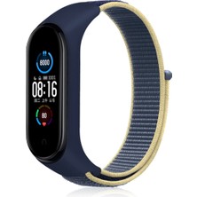 HappyCase Xiaomi Mi Band 4 Hasırlı Cırtcırtlı Kordon - Sarı-Lacivert