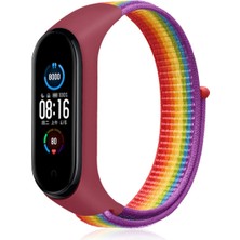 HappyCase Xiaomi Mi Band 4 Hasırlı Cırtcırtlı Kordon - Gökkuşağı 1