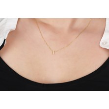 Glorria Gümüş 3 Boyutlu Minimalist I Harfi Kolye