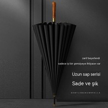 Tam Fiber 16 Kemik Uzun Saplı Masif Ahşap Saplı Eski Şemsiye (Yurt Dışından)