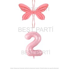 Best Parti Pembe Renk Melek Kanadı Folyo Balon Ve Rakam Folyo Balon Seti Yaş 2