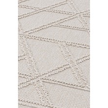 Alba Krem Geometrik Çizgili Tozumaz Salon Oturma Odası Çocuk Odası Koridor Halısı 19241A