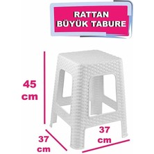 Cha 4 Adet Rattan Büyük Tabure - Plastik Tabure - Beyaz