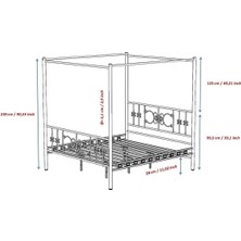 Hier Stella Sultan Başlıklı Tek Kişilik Ferforje Siyah Metal Karyola 100X200