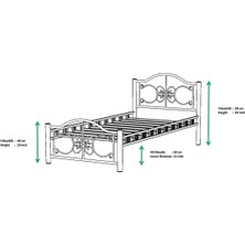 Hier Stella Çift Kişilik Ferforje Siyah Metal Karyola 150X200
