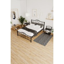Hier Orkide Çift Kişilik Ferforje Tarz Metal Siyah Karyola 150X200