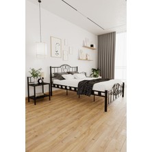 Hier Orkide Çift Kişilik Ferforje Tarz Metal Siyah Karyola 150X200