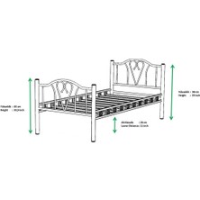 Hier Orkide Tek Kişilik Ferforje Tarz Krem Metal Karyola 100X200