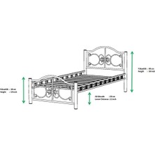 Hier Pero Tek Kişilik Başlıklı Ferforje Krem Metal Karyola 120X200