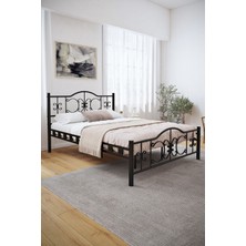 Hier Pero Tek Kişilik Başlıklı Ferforje Siyah Metal Karyola 90X200