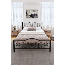 Hier Pero Tek Kişilik Başlıklı Ferforje Siyah Metal Karyola 90X200