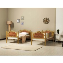 Hier Avangard Genç Çocuk Odası Ahşap Başlıklı Metal Ranza ve Karyola 90X200