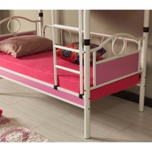 Hier Zümrüt Bebek Çocuk Odası Ahşap Başlıklı Metal Ranza ve Karyola 70X130 Yatak Ölçülü