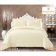 Royal Home Riva Soft Çift Kişilik Yatak Örtüsü Seti 3 Parça Krem