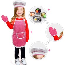 Homyl 3X4PCS Kids Kitchen, Önlük ve Şef Şapkası, Fırın Eldiveni, Sıcak Ped ile Oyuncak Oyuncaklar (Yurt Dışından)