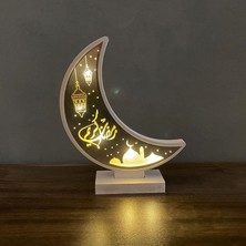 Homyl Islam Eid Müslüman Ahşap Ay Gece Işık Masa Süslemi Premium Malzeme Boyutu M (Yurt Dışından)