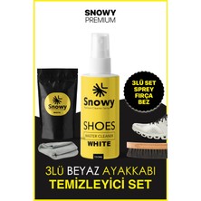 Snowy Beyaz Spor Ayakkabı Sarı Leke Temizleyici ve Genel Bakım Üçlü Seti Fırça + Bez 150 ml Özel Jel