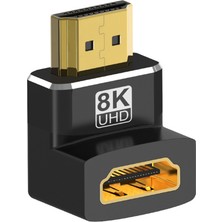 Hermoso 8k HDMI Uyumlu 90 Derece Sağ Açılı Adaptör Erkek - Dişi (Yurt Dışından)