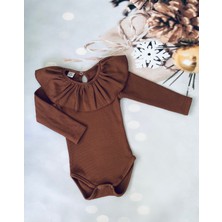Mini Kids Kız Bebek Yakası Fırfırlı Uzun Kollu Body