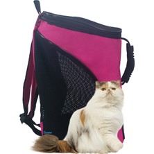 Evene Pembe Kedi Taşıma Çantası Siyah Fileli Küçük Boy Uçak Için Uygun Hava Alan Sırt Çantası