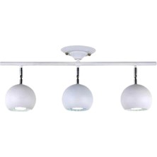 Rsylight Retro Beyaz 180 Derece Hareketli Modern Spor 3 Lü LED Spot Avize Günışığı Ampullü
