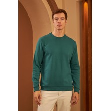 Odelon Erkek Comfort Fit Basic Düz Sweatshirt Petrol MARS26