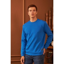 Odelon Erkek Comfort Fit Basic Düz Sweatshirt Mavi MARS26