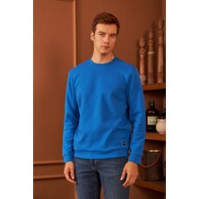 Odelon Erkek Comfort Fit Basic Düz Sweatshirt Mavi MARS26