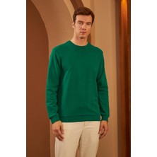 Odelon Erkek Comfort Fit Basic Düz Sweatshirt Yeşil MARS26