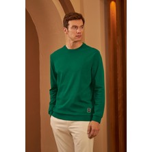 Odelon Erkek Comfort Fit Basic Düz Sweatshirt Yeşil MARS26