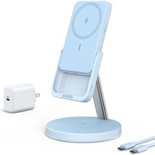 Anker PowerWave MagGo 2in1 Stand Magsafe Uyumlu 5000 mAh Powerbank & Stand Mavi B25A7 (Anker Türkiye Garantili)