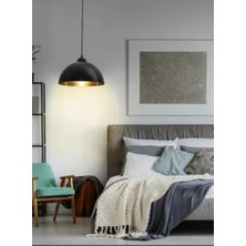 Riolight  Retro,rustik,vintage Siyah Gövde 1XE27 Duylu Tekli Metal Sarkıt Avize ÇAP:30CM