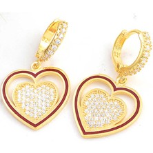 Stil Love ​gümüş Gold Sallantılı Kalp Kadın Küpe