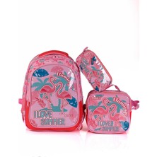 Muggle 7211 Flamingo Okul Sırt Çantası 3'lü Set