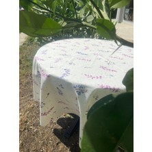 Stay Home Sıvı ve Lekeye Dayanıklı Dertsiz Yuvarlak Masa Örtüsü Çiçek Desenli