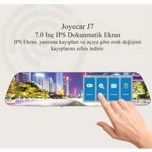 Joyecar 7 Inç Dikiz Ayna, Araç Içi Kamera IPS Dokunmatik Ekran Dual Lens Full Hd