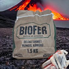 Biofer Organik Delikli Briket Mangal Kömürü 1.5 Kg ( 6 Saat 7800 Kcal/kg )