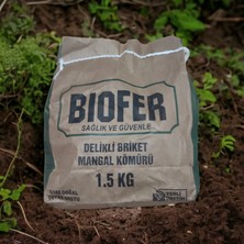 Biofer Organik Delikli Briket Mangal Kömürü 1.5 Kg ( 6 Saat 7800 Kcal/kg )