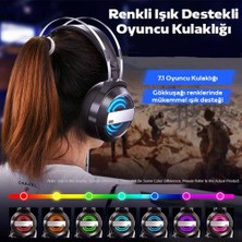 Coofbe Profesyonel Oyuncu Kulaklığı  3.5mm Jack Rgb Işıklı Mikrofonlu 7.1 Stereo Katlanabilir Oyuncu Kulaklık