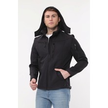 Uniprom Taktikal Softshell Mont Kollar ve Kapşon Çıkabilir Erkek Füme