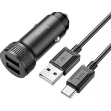 Polhammobile Polham 12/24V Çift USB Girişli 1 Metre Type C Kablolu Araç Şarjı, Ultra Hızlı ve Akım Korumalı Araç Şarjı