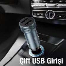 Polhammobile Polham 12/24V Çift USB Girişli 1 Metre Type C Kablolu Araç Şarjı, Ultra Hızlı ve Akım Korumalı Araç Şarjı