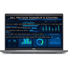 Dell Precision M3581 Intel Core I7 13800H Vpro 64 GB 2 Tb SSD Rtx A500 15.6” Windows 10 Pro Full Hd Taşınabilir Iş Istasyonu 7S85LZ303