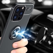 Kip GSM Apple iPhone 14 Pro Kılıf Metal Yüzüklü Standlı Yumuşak Ravel Silikon Kapak